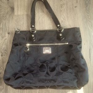 Coach Poppy Tote- Black/Hot Pink